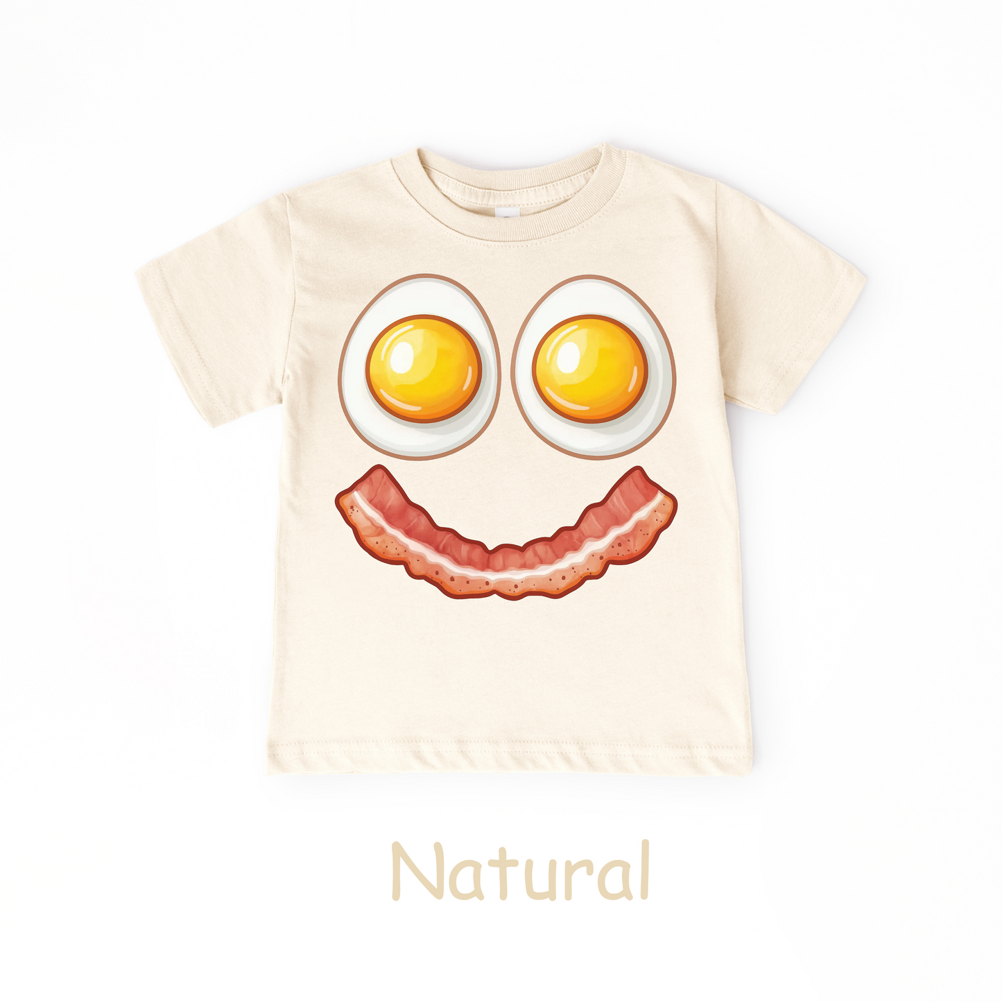 Smiley Breakfast Face Kids T-Shirt – Eggs & Bacon Design