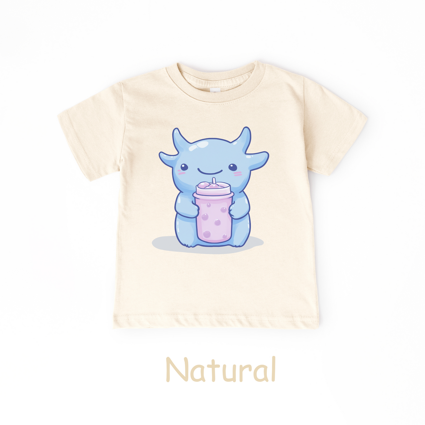 Kawaii Blue Monster Bubble Tea Kids T-Shirt – Cute Boba Toddler Tee