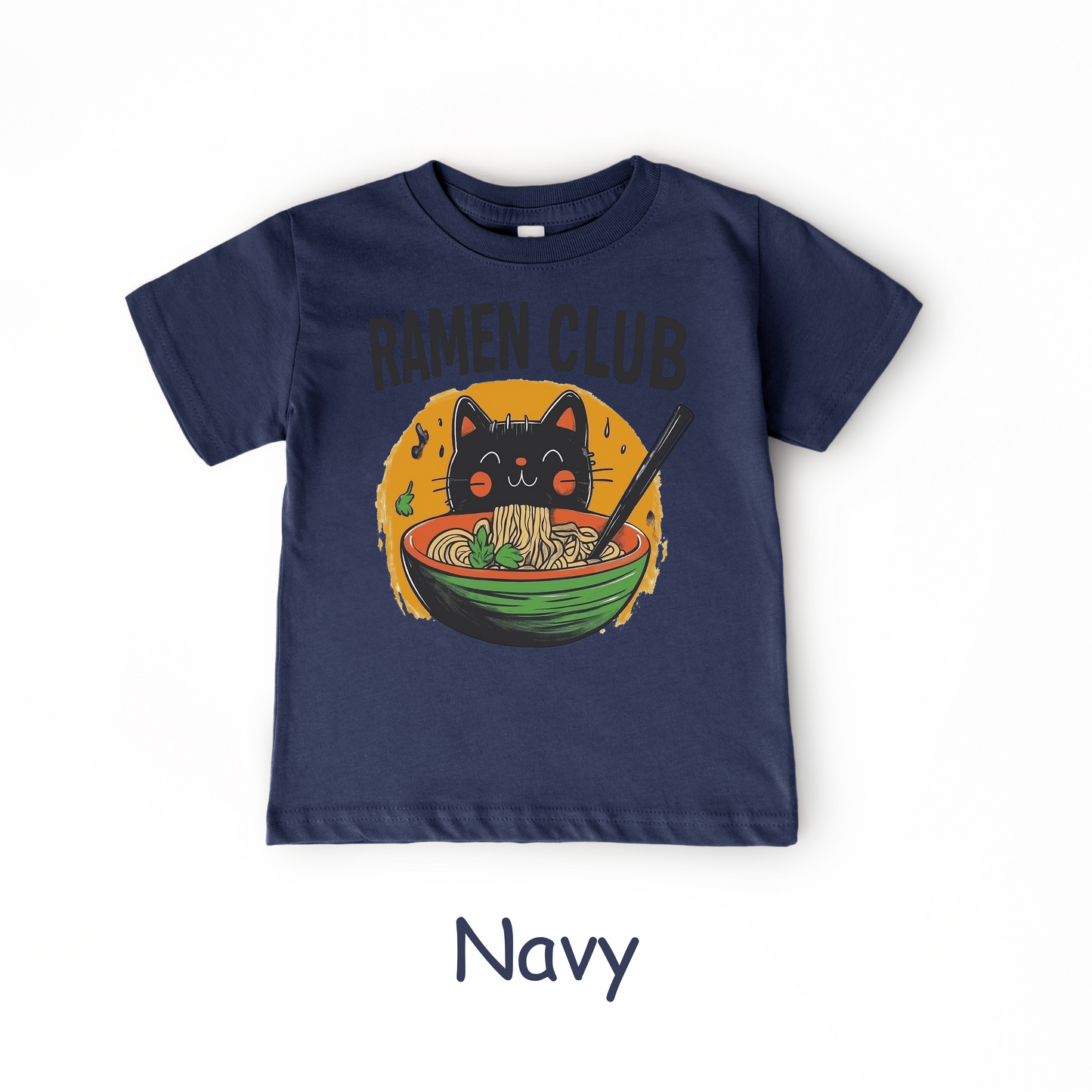 Ramen Club Kids T-Shirt – Slurping Cat in Noodle Bowl Tee