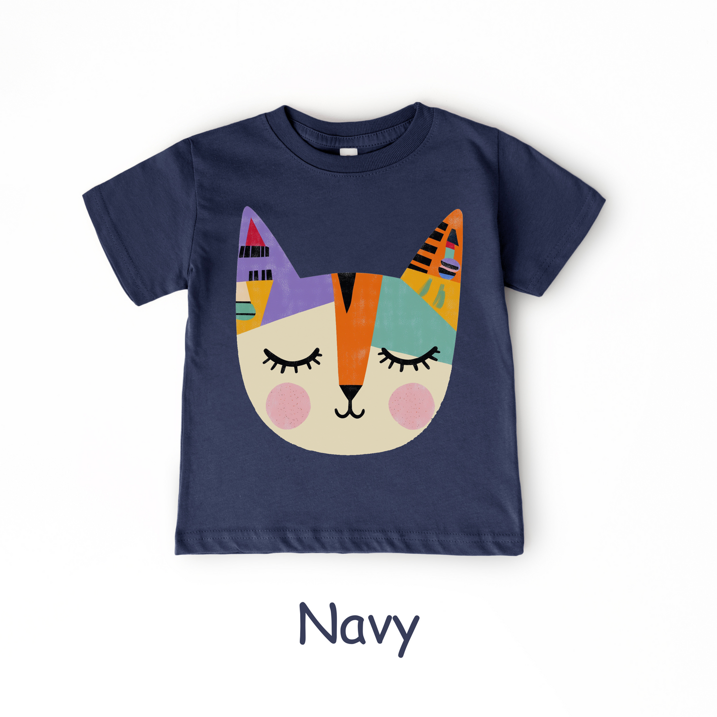 Colorful Cat Face Toddler T-Shirt – Modern Artistic Kitty Tee