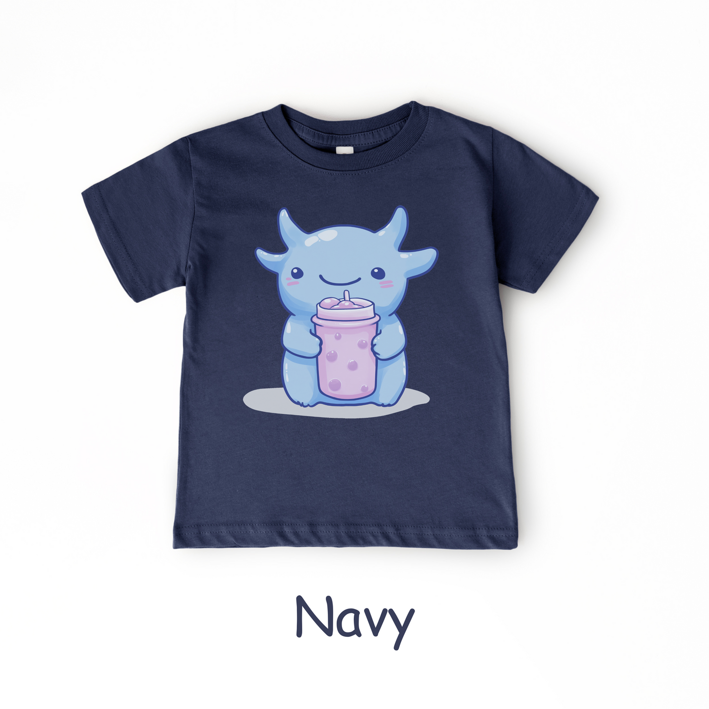 Kawaii Blue Monster Bubble Tea Kids T-Shirt – Cute Boba Toddler Tee