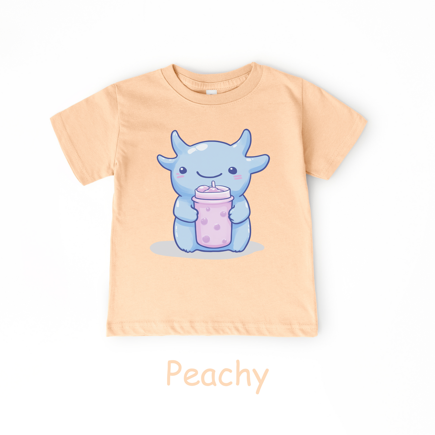 Kawaii Blue Monster Bubble Tea Kids T-Shirt – Cute Boba Toddler Tee