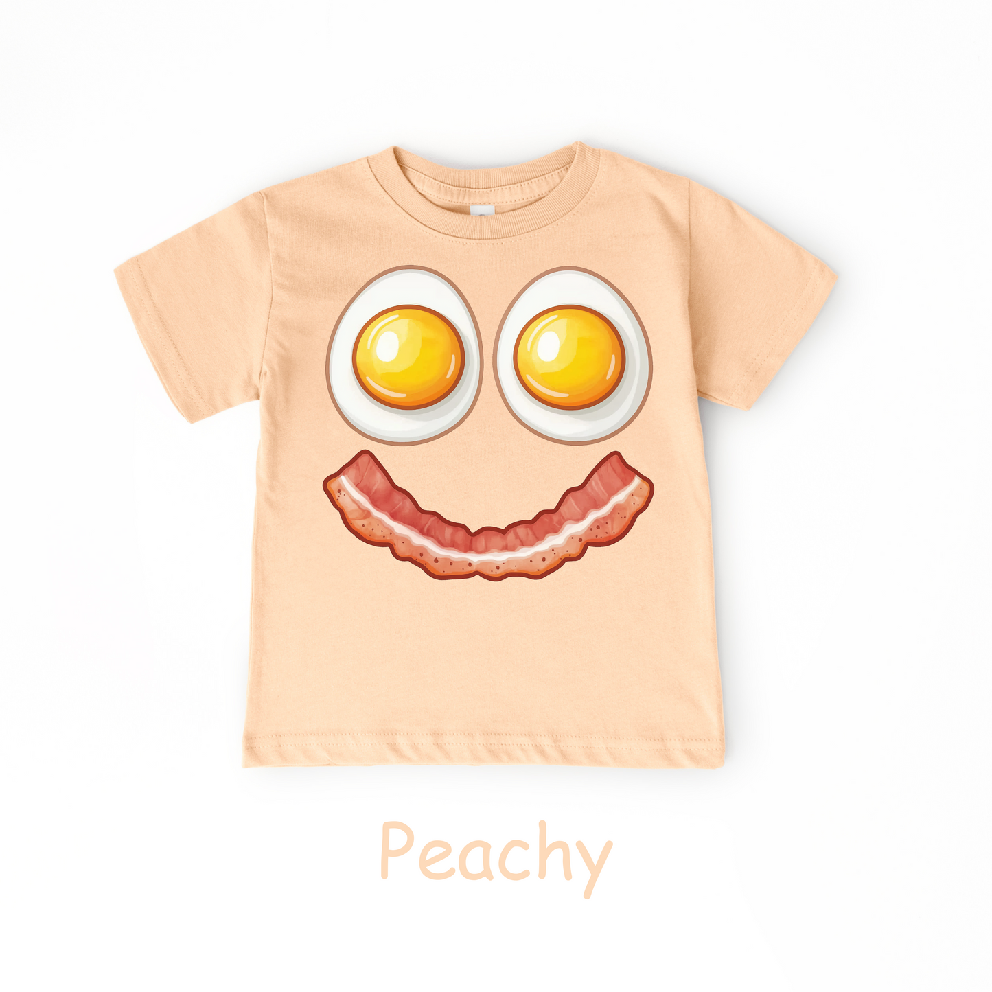 Smiley Breakfast Face Kids T-Shirt – Eggs & Bacon Design