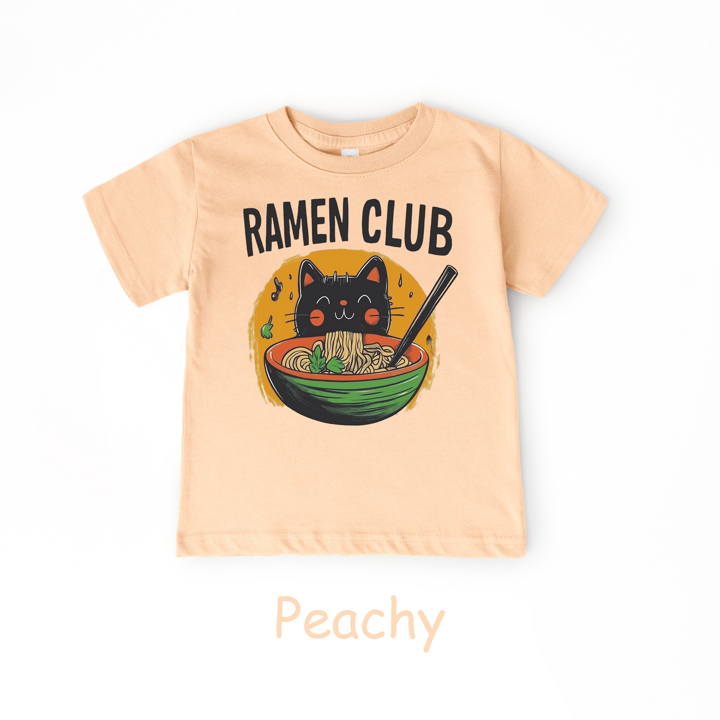 Ramen Club Kids T-Shirt – Slurping Cat in Noodle Bowl Tee