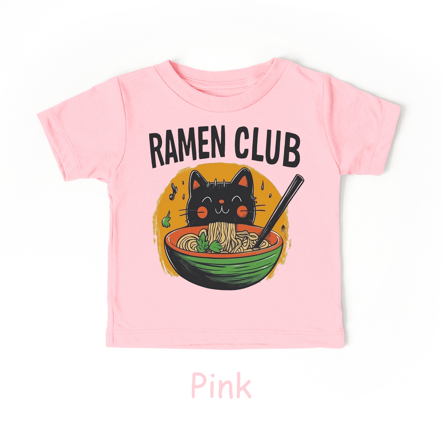 Ramen Club Kids T-Shirt – Slurping Cat in Noodle Bowl Tee