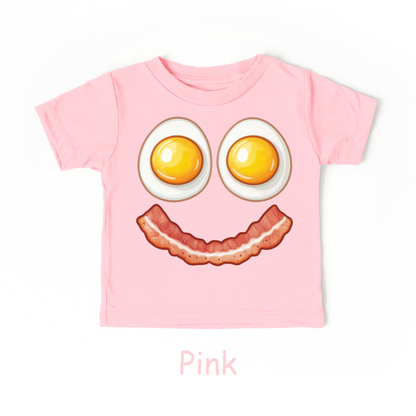 Smiley Breakfast Face Kids T-Shirt – Eggs & Bacon Design
