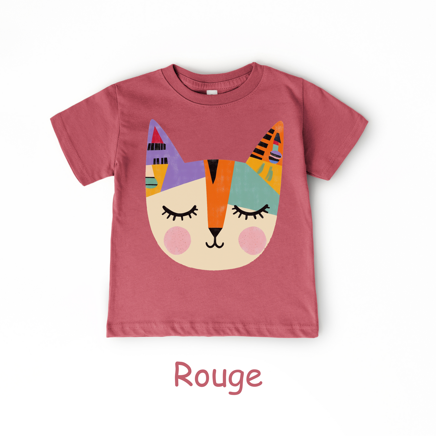 Colorful Cat Face Toddler T-Shirt – Modern Artistic Kitty Tee