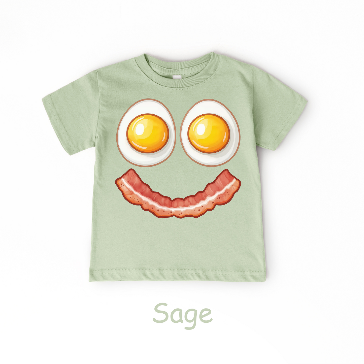 Smiley Breakfast Face Kids T-Shirt – Eggs & Bacon Design