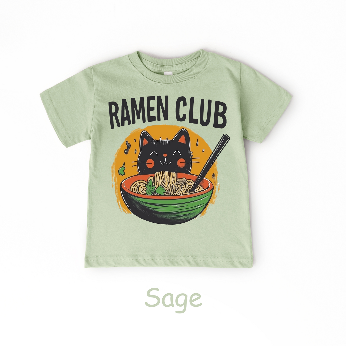 Ramen Club Kids T-Shirt – Slurping Cat in Noodle Bowl Tee