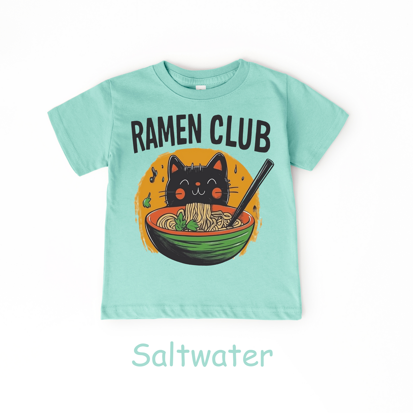 Ramen Club Kids T-Shirt – Slurping Cat in Noodle Bowl Tee