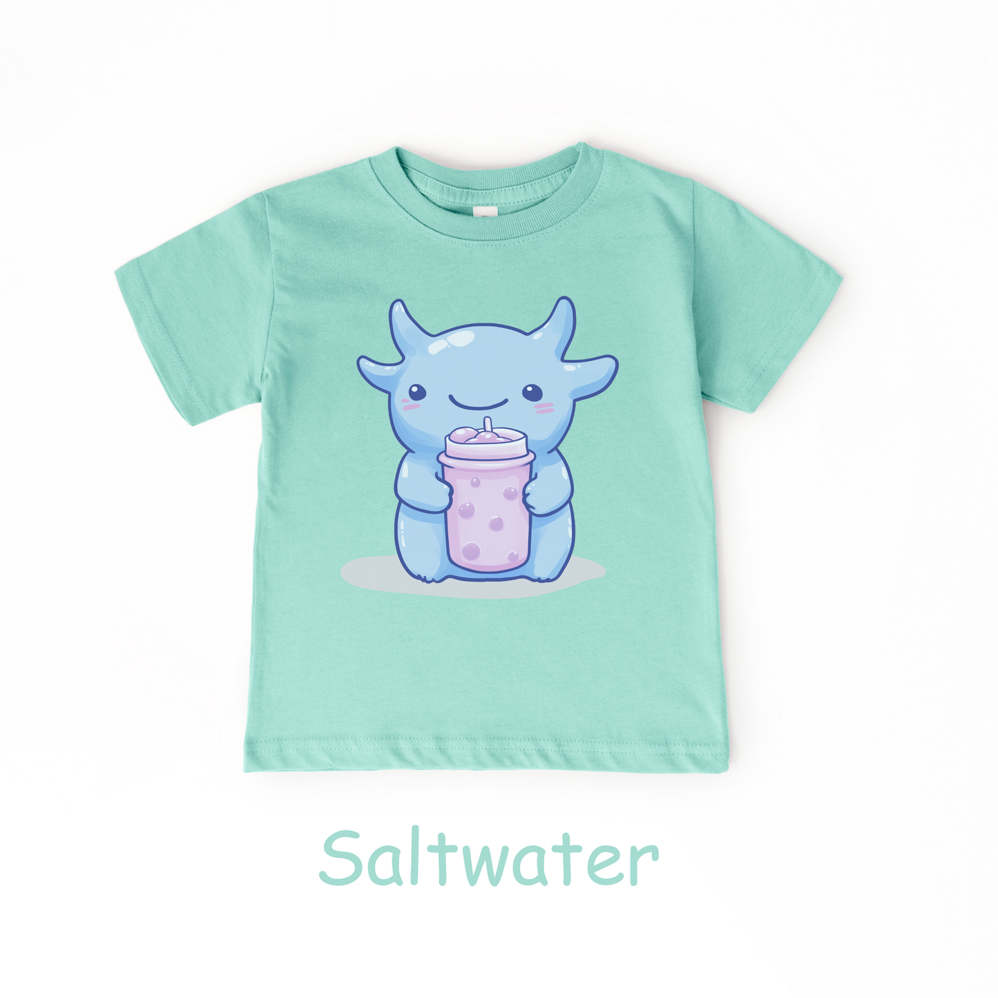 Kawaii Blue Monster Bubble Tea Kids T-Shirt – Cute Boba Toddler Tee