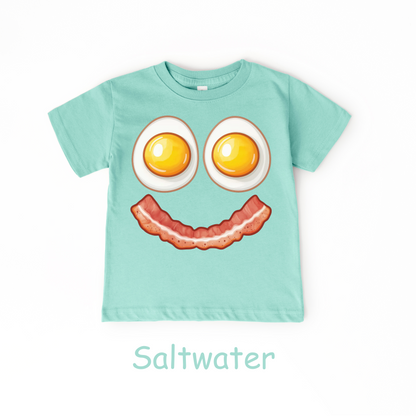 Smiley Breakfast Face Kids T-Shirt – Eggs & Bacon Design