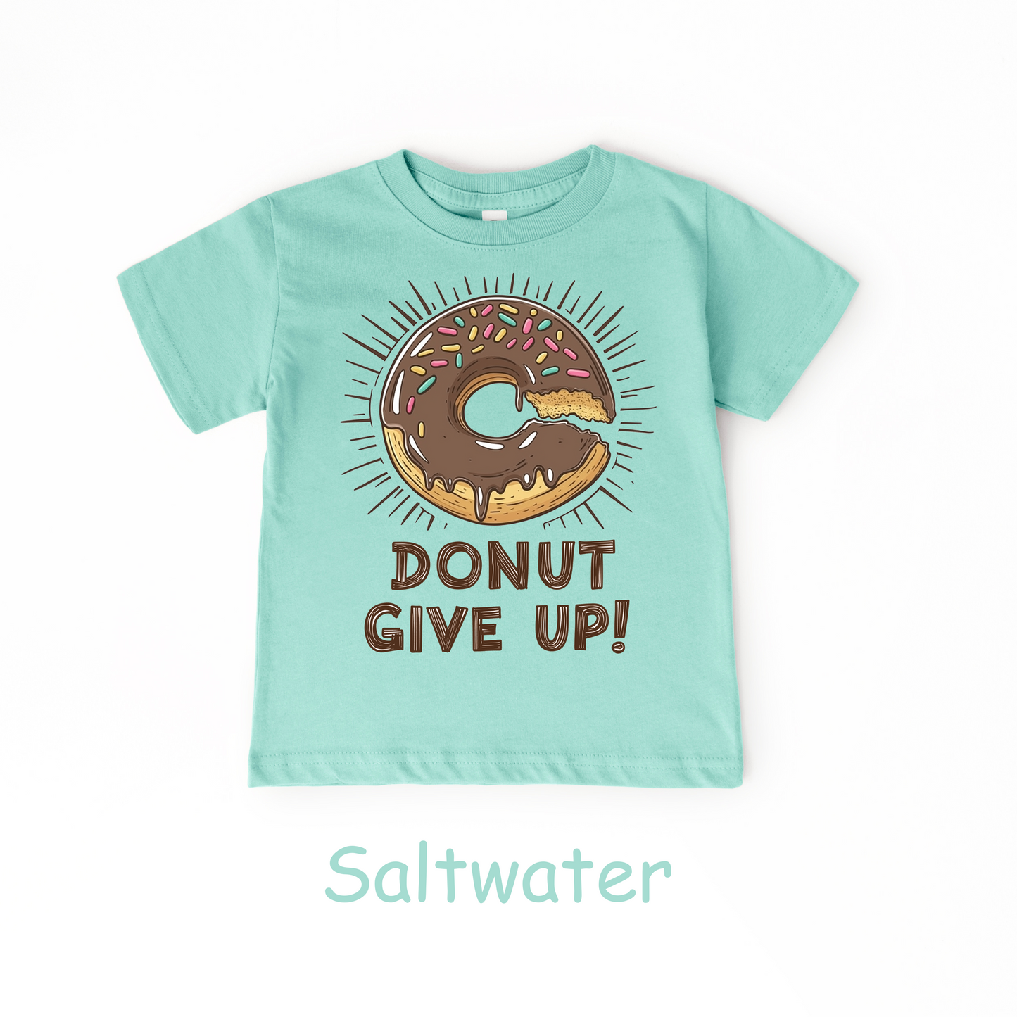 Donut Give Up! Kids T-Shirt – Chocolate Sprinkle Motivational Tee