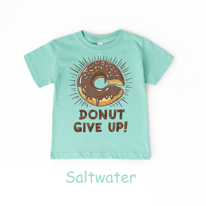 Donut Give Up! Kids T-Shirt – Chocolate Sprinkle Motivational Tee