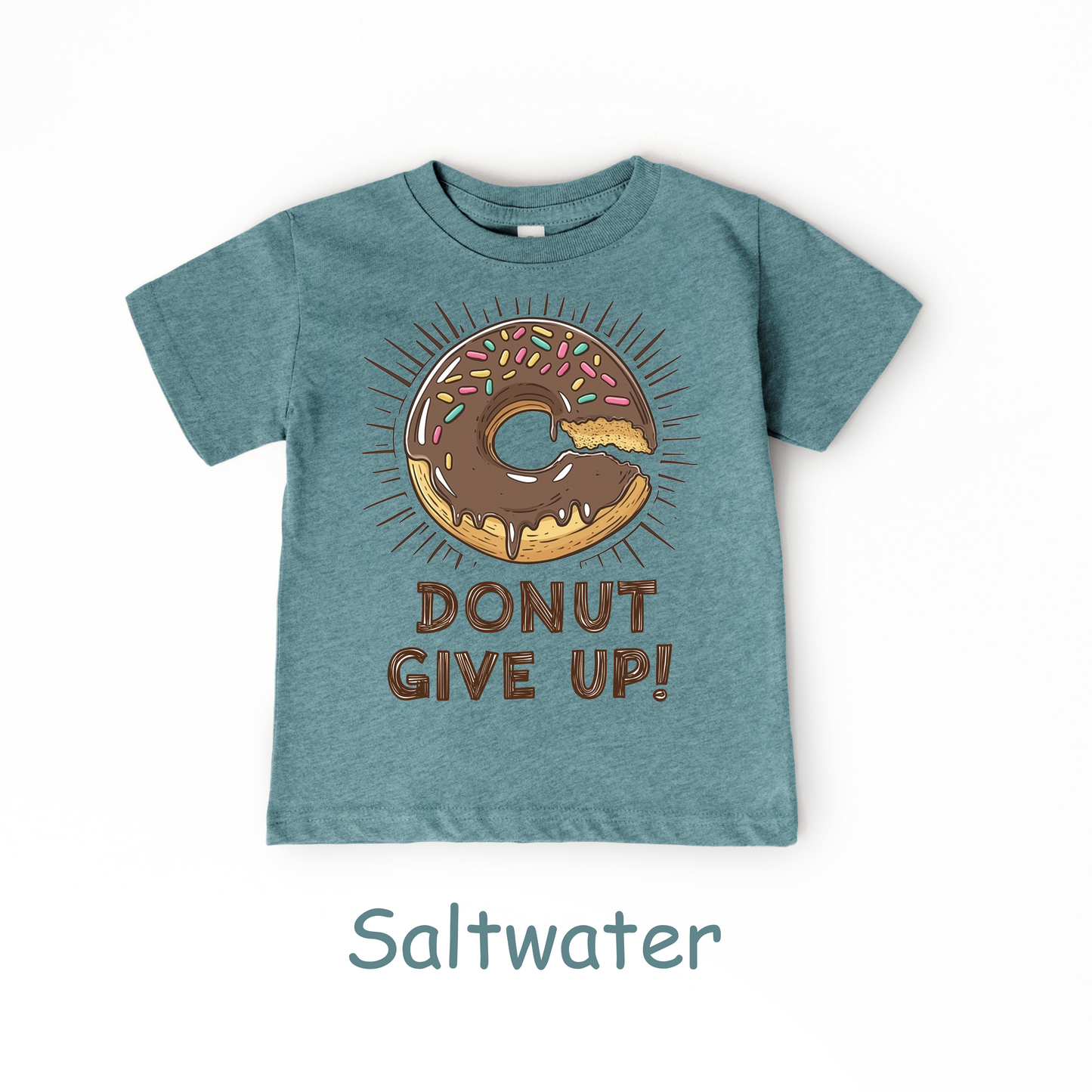 Donut Give Up! Kids T-Shirt – Chocolate Sprinkle Motivational Tee