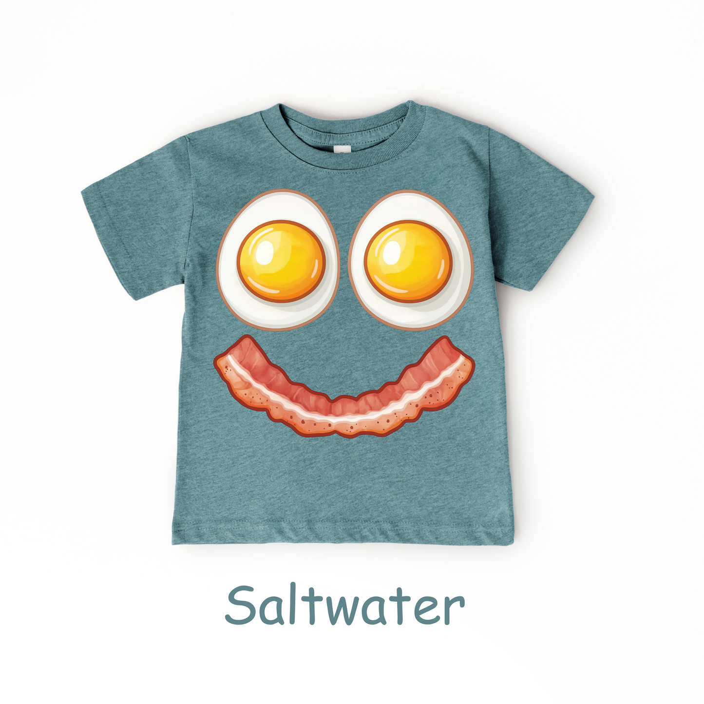 Smiley Breakfast Face Kids T-Shirt – Eggs & Bacon Design