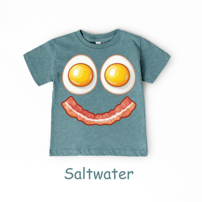 Smiley Breakfast Face Kids T-Shirt – Eggs & Bacon Design