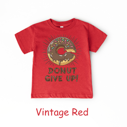 Donut Give Up! Kids T-Shirt – Chocolate Sprinkle Motivational Tee
