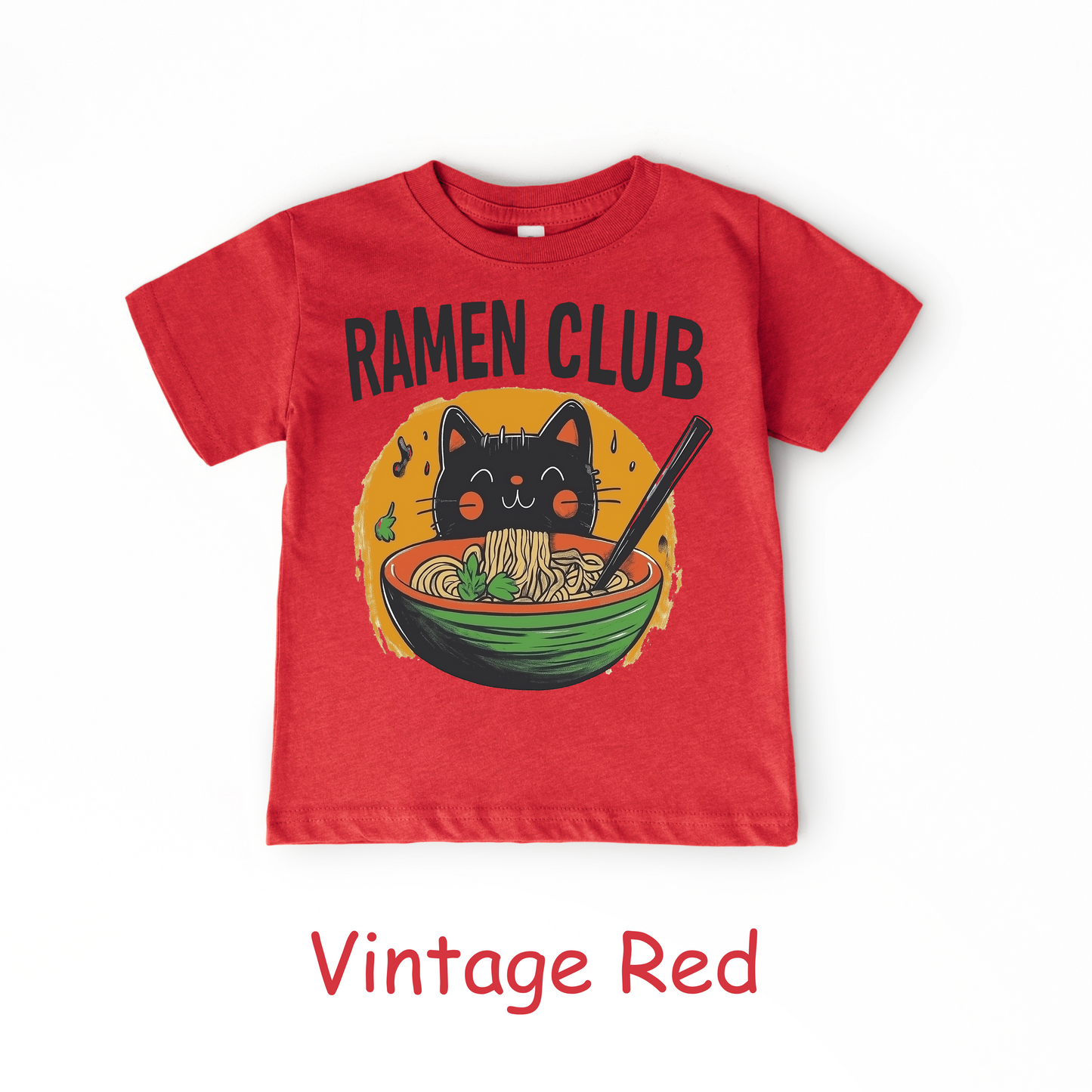 Ramen Club Kids T-Shirt – Slurping Cat in Noodle Bowl Tee