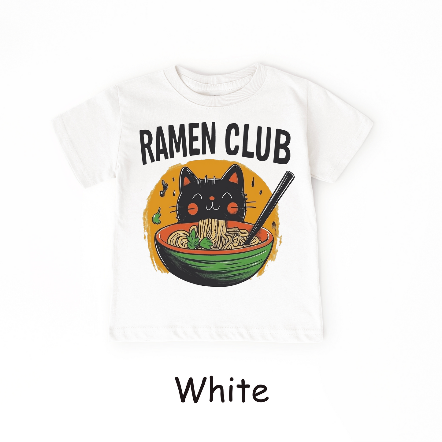 Ramen Club Kids T-Shirt – Slurping Cat in Noodle Bowl Tee