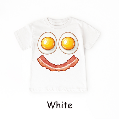 Smiley Breakfast Face Kids T-Shirt – Eggs & Bacon Design